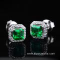 vintage 925 sterling silver emerald earrings stud